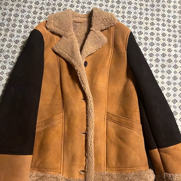 FRENCH CONNECTION LOUIE SHEEPSKIN PATCHWORK JACKET - Picture 9 of 9